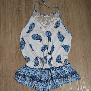 Maurices Ivory and Navy Paisley Tank Top